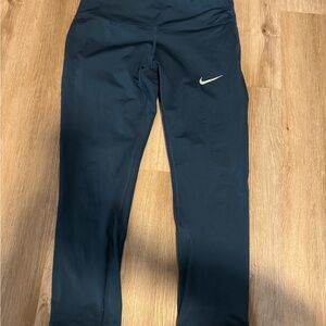 Nike Dark Blue Cropped Leggings with White Logo